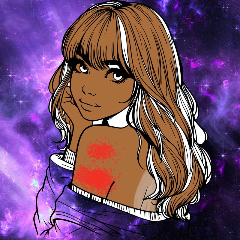 realistic girl with bangs looking over her shoulder