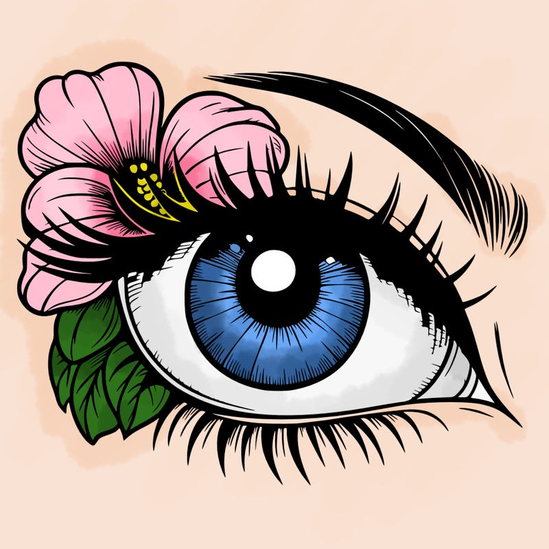 realistic eye with flower