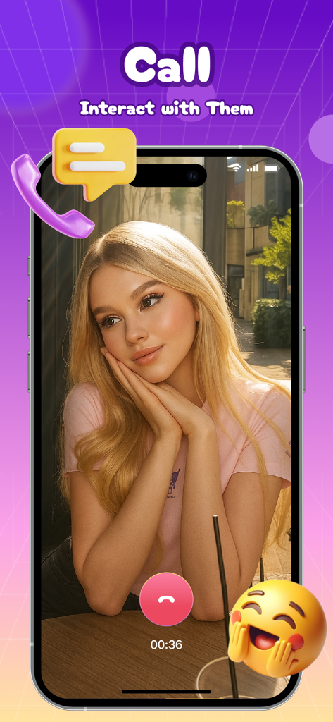 A smartphone showing a live video call interface with an AI dance partner in the Cace app.