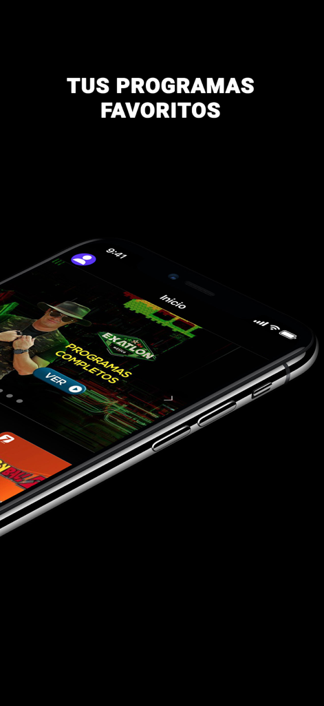 TV Azteca En Vivo - Interface da app TV Azteca Ao Vivo mostrando programas mexicanos favoritos como Exatlon