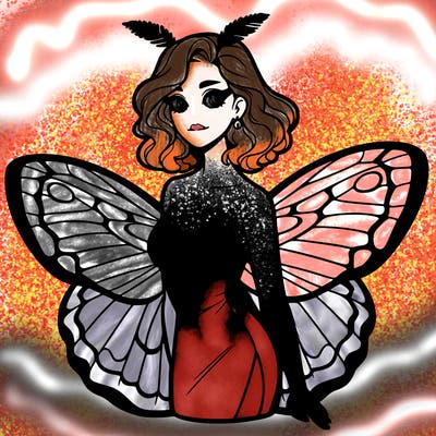 woman with moth wings