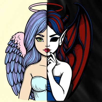 realistic angel half demon