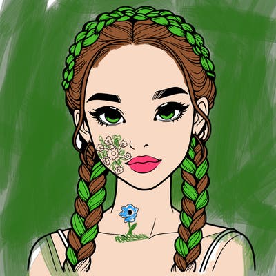 realistic girl with braids