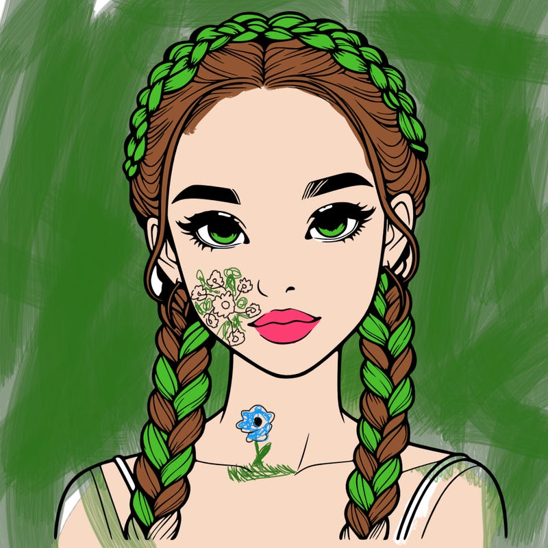 realistic girl with braids