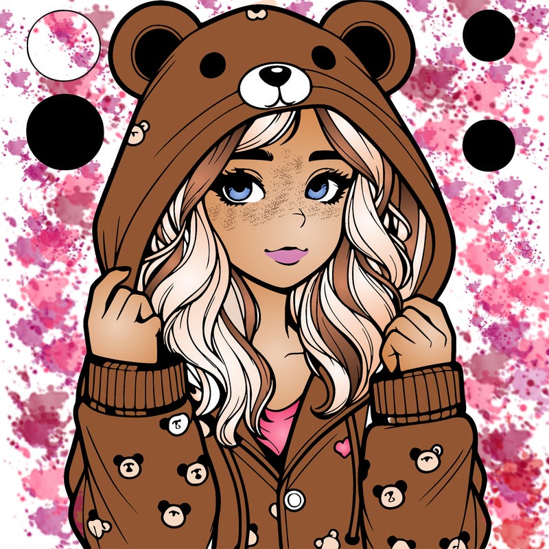 realistic girl in a animal pjs hoodie