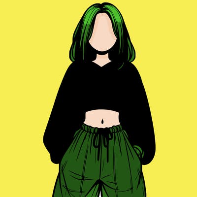 realistic girl faceless with baggy pants and a crop top