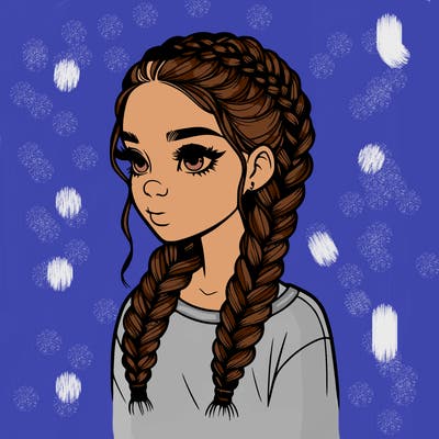 realistic girl with braids