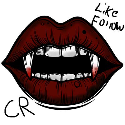 lips with vampire teeth