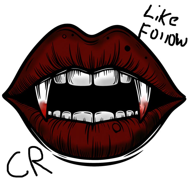lips with vampire teeth