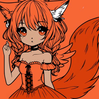 a girl with wolf ears tail and wings
