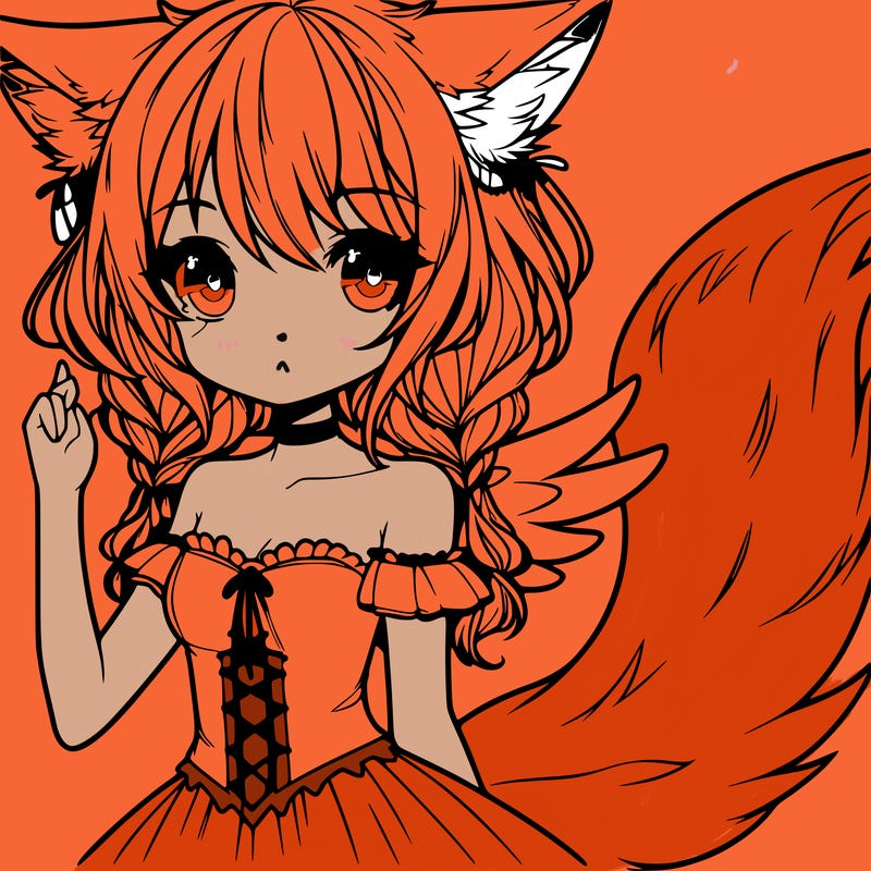 a girl with wolf ears tail and wings