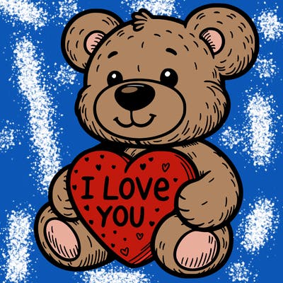 teddy bear holding an i love you heart