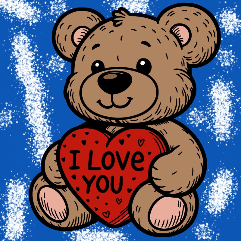 teddy bear holding an i love you heart