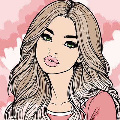 realistic girl with hair on her hair and lips