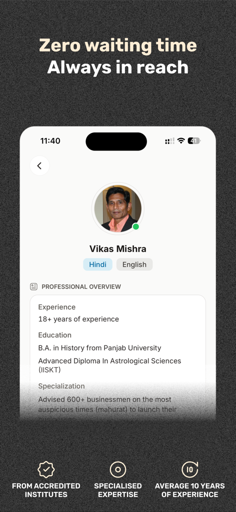 Vaya Astrology - Vaya占星術の経験豊富なヴェーダ占星術師のプロフィールビュー。資格と専門知識を示しています。