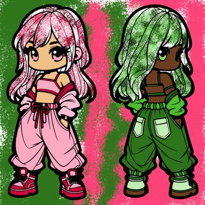 girl in crop top and baggy pants