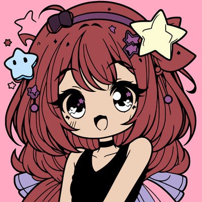 cute anime girl with star accessories