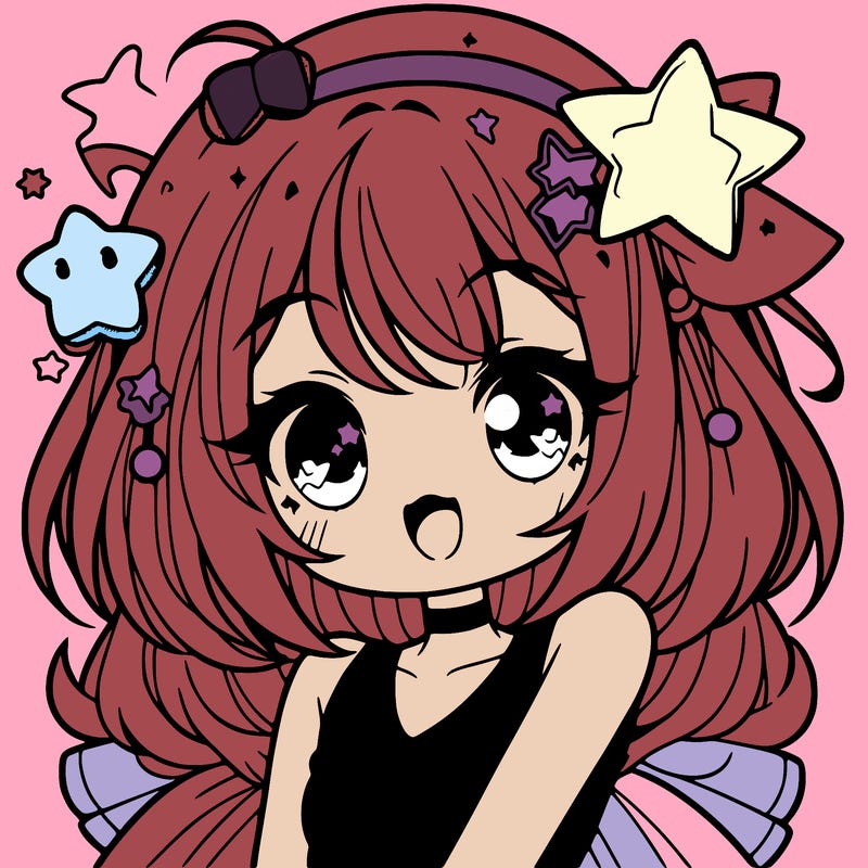 cute anime girl with star accessories