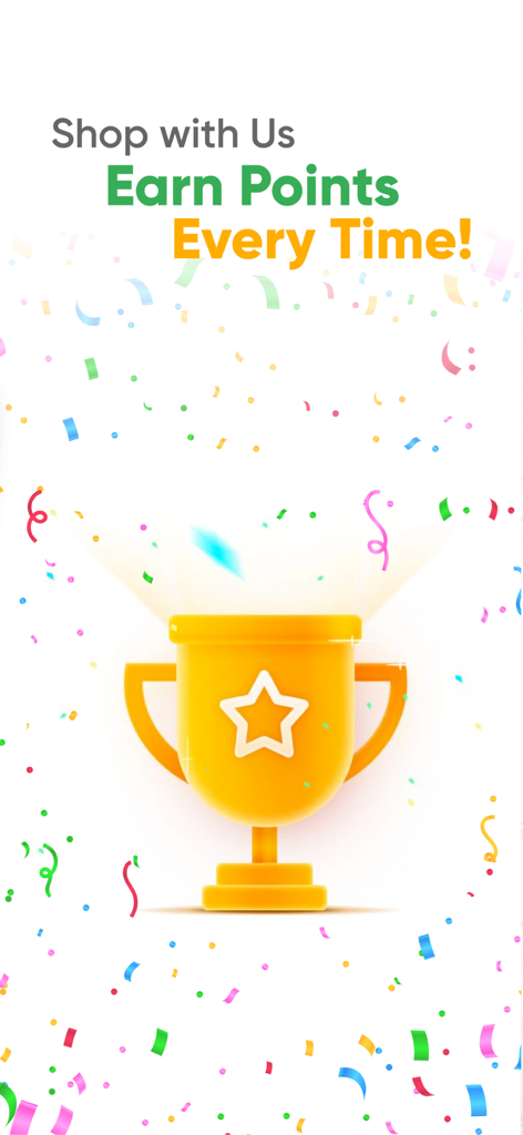 Shinjuku Halal Food - 新宿ハラルフードアプリの画面。金色のトロフィーと紙吹雪で報酬プログラムが表示されています。