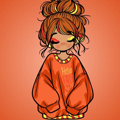 girl with baggy sweatshirt and messy bun