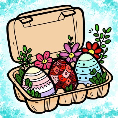 an open egg carton with easter eggs inside
