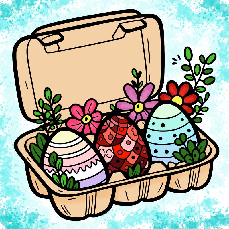 an open egg carton with easter eggs inside