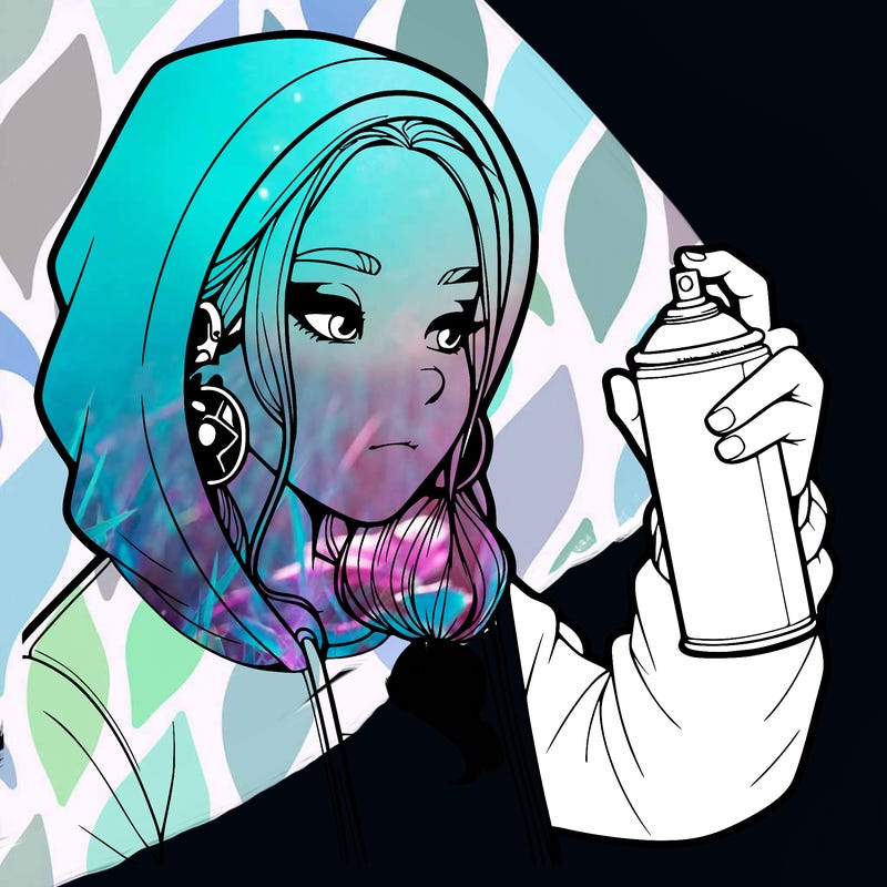 a realistic girl, spray painting