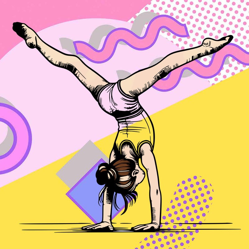 realistic gymnastic hand stand girl in four splits