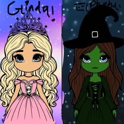 two realistic girls one princess one witch