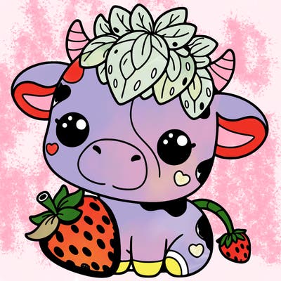 cute strawberry cow