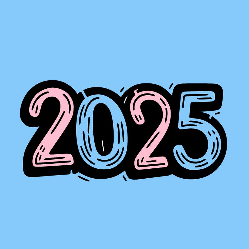 one line scrawled numbers sketch design “2025”