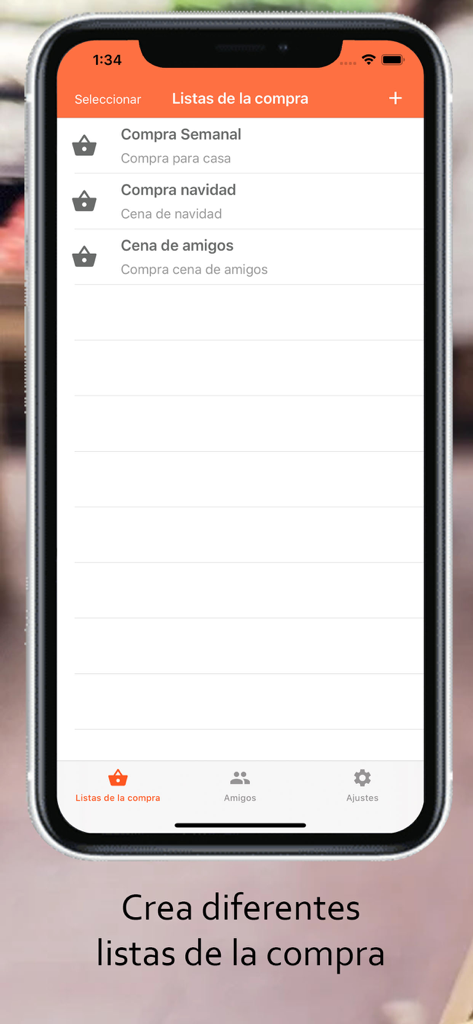 Listic - Shopping List Shared - A smartphone screen showing the Listic app interface with multiple organized shopping lists for different occasions.