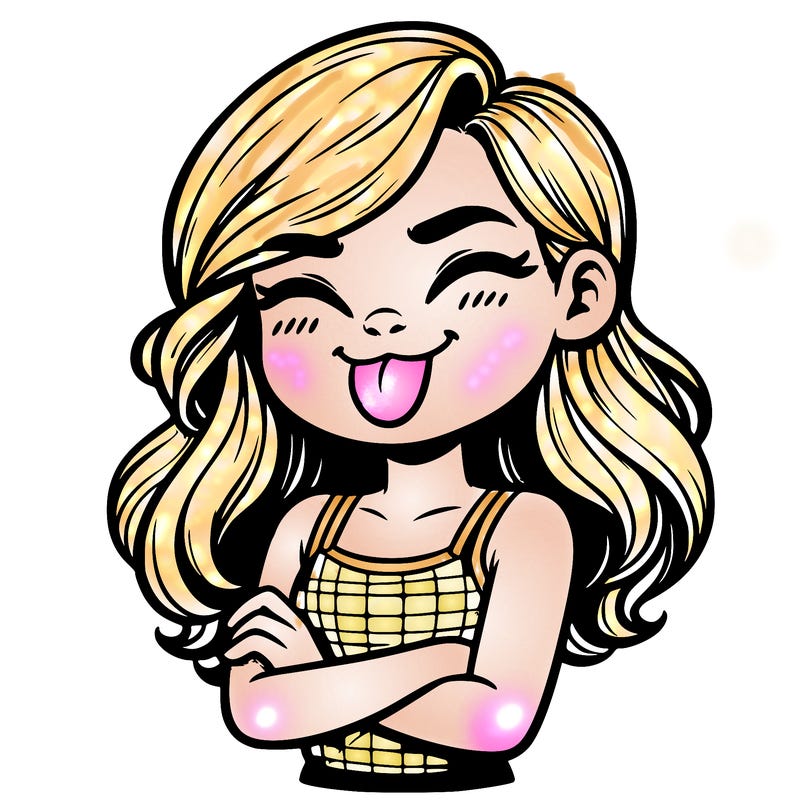 realistic girl crossing her arms and wearing a tank top with her tongue held out she has long hair