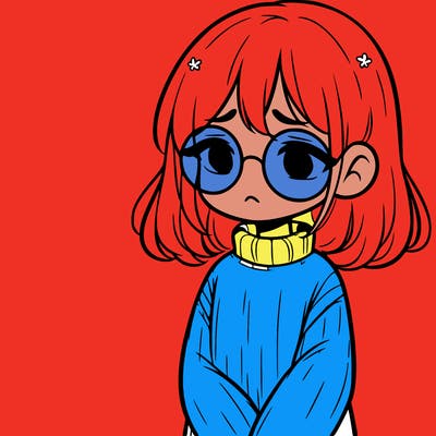 sad girl with glasses in a sweater