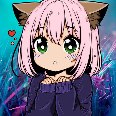 shy anime catgirl