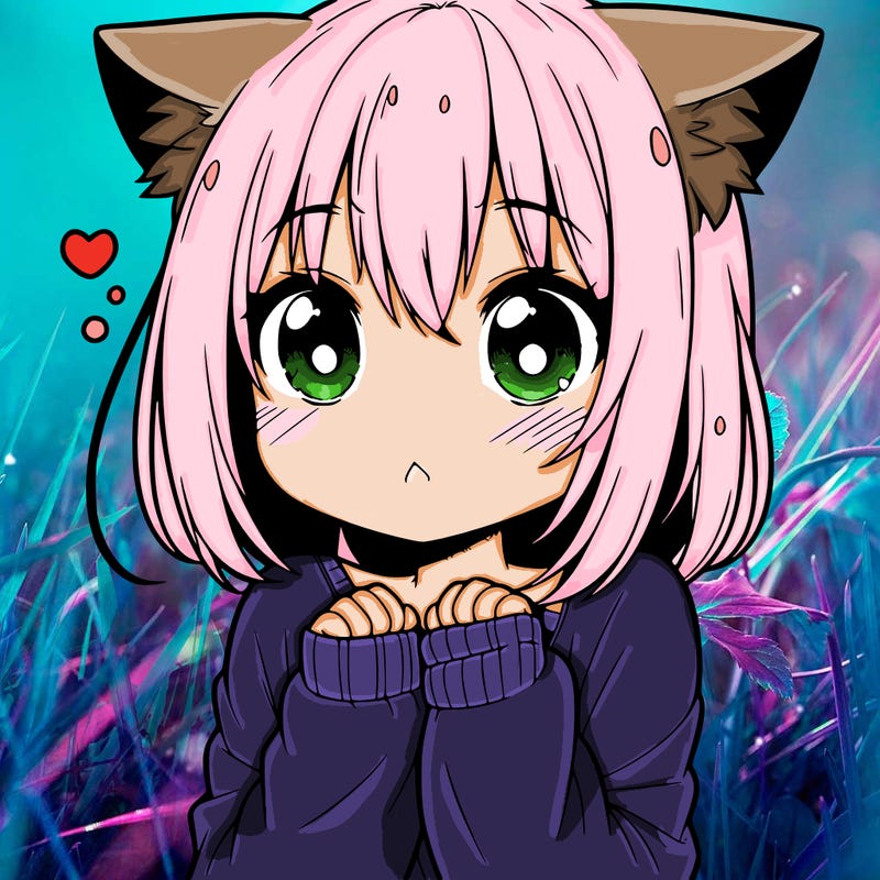 shy anime catgirl