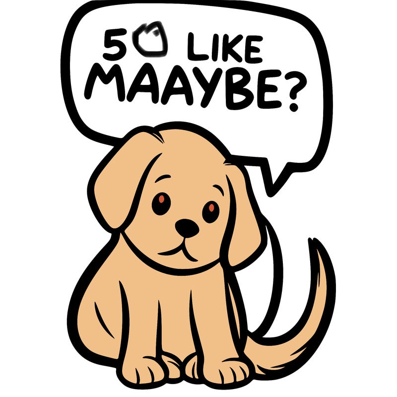 a puppy that says 5 like maybe
