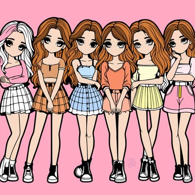 a group of girls realistic
