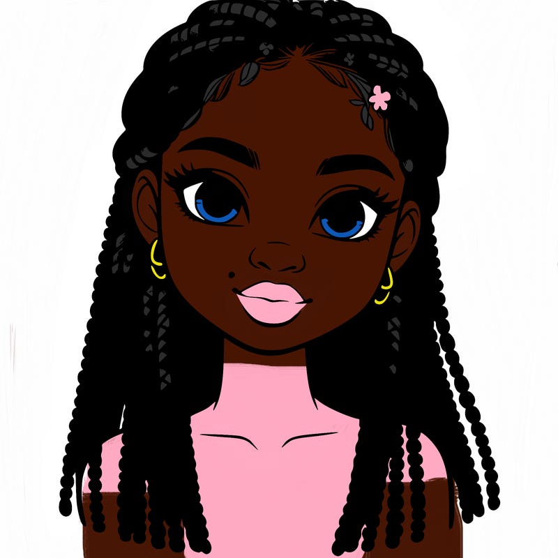 a realistic black girl with braids