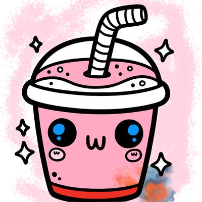 simple coloring page of a cute soda in a big cup with a lid and straw