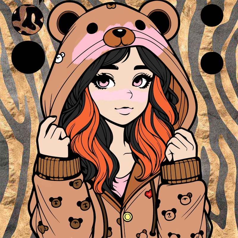 realistic girl in a animal pjs hoodie