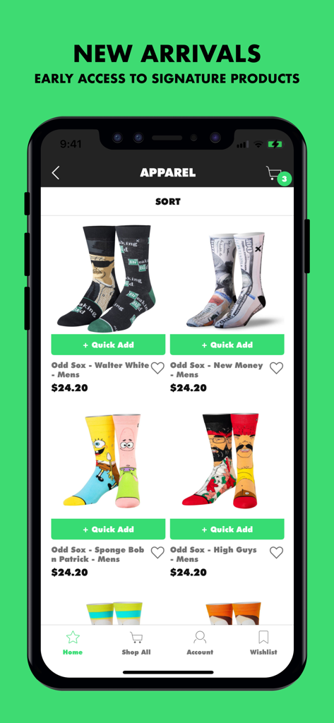 Everything 420 - Everything 420 app apparel section featuring a collection of novelty pop culture socks