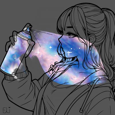 a realistic girl spray, painting