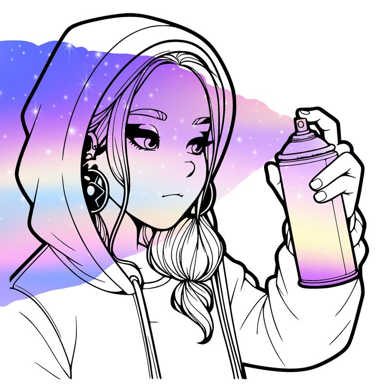 a realistic girl, spray painting