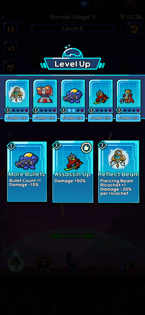 Bunker Defense: 100M Survival - Bunker Defense 100M Survival level up screen with tactical unit upgrade choices.