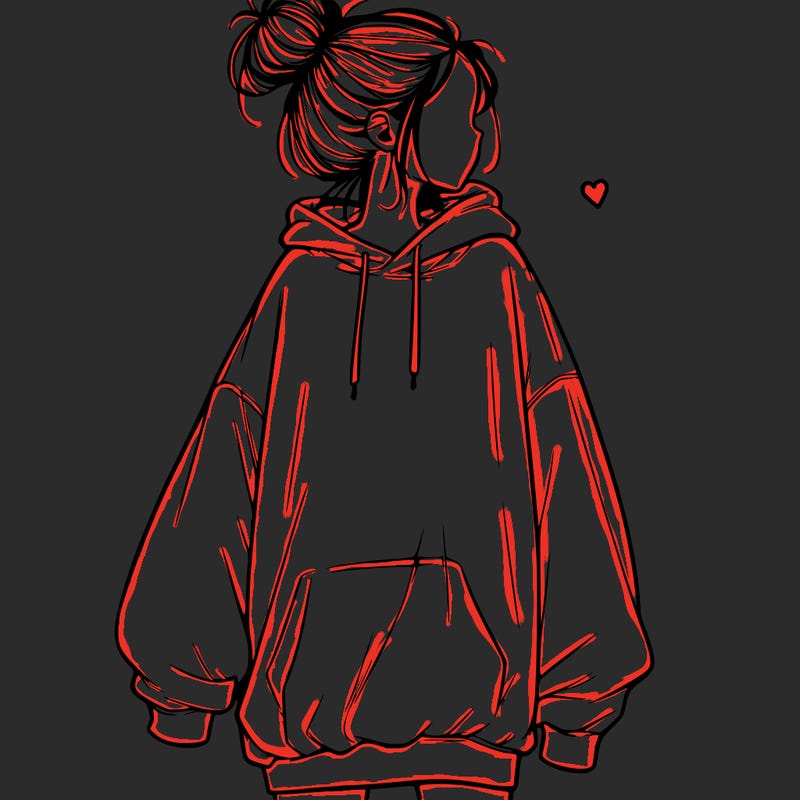 realistic girl with a oversized sweatshirt on and a bun