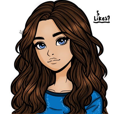 realistic teenage girl with long wavy hair