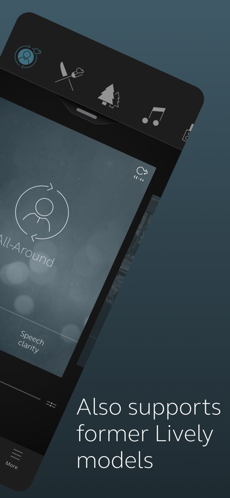 Jabra Enhance Pro - Jabra Enhance Pro app interface showing sound settings and support for former Lively models