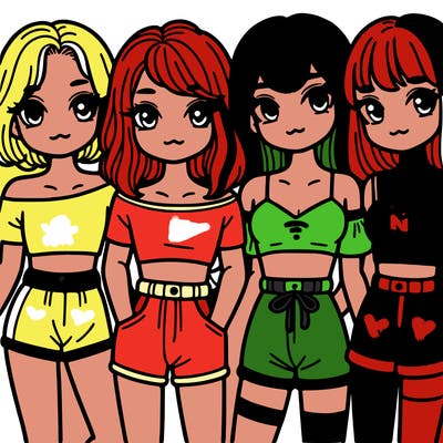 girls next to each other wearing crop tops and shorts