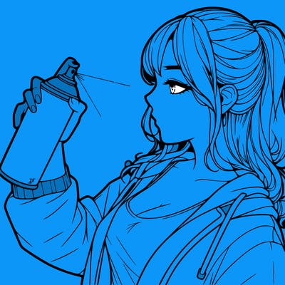 a realistic girl spray, painting